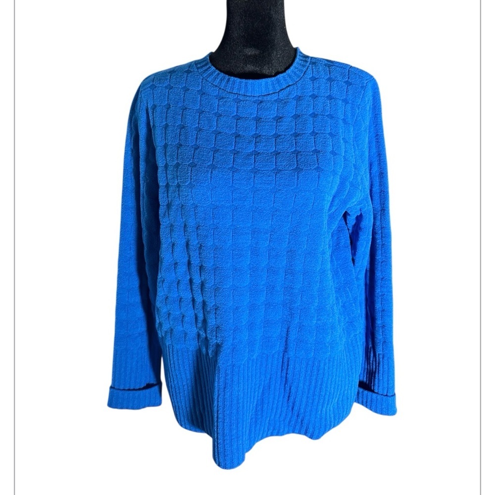 Women's Liz Claiborne Blue Textured Crew Neck Sweater S like new - Picture 11 of 13